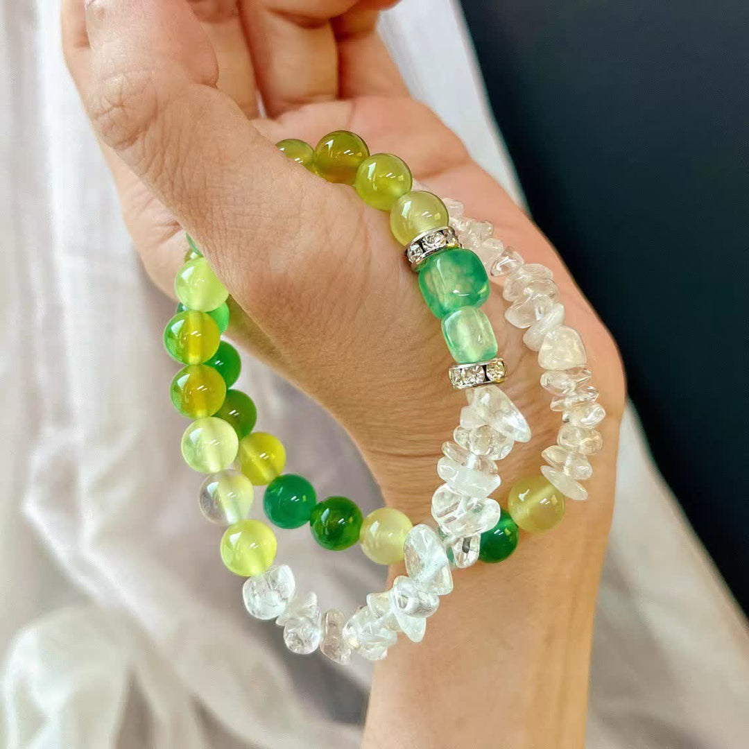 Bracelet Olivenorma en perles de péridot en cristal transparent naturel de 12 cm