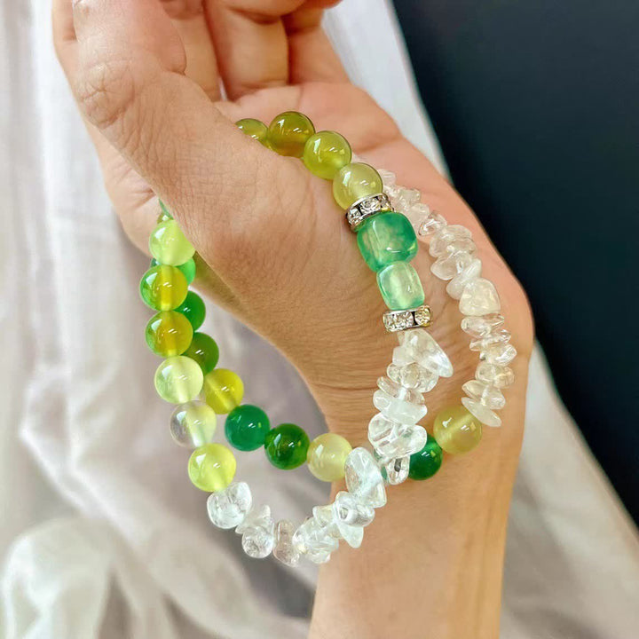 Bracelet Olivenorma en perles de péridot en cristal transparent naturel de 12 cm
