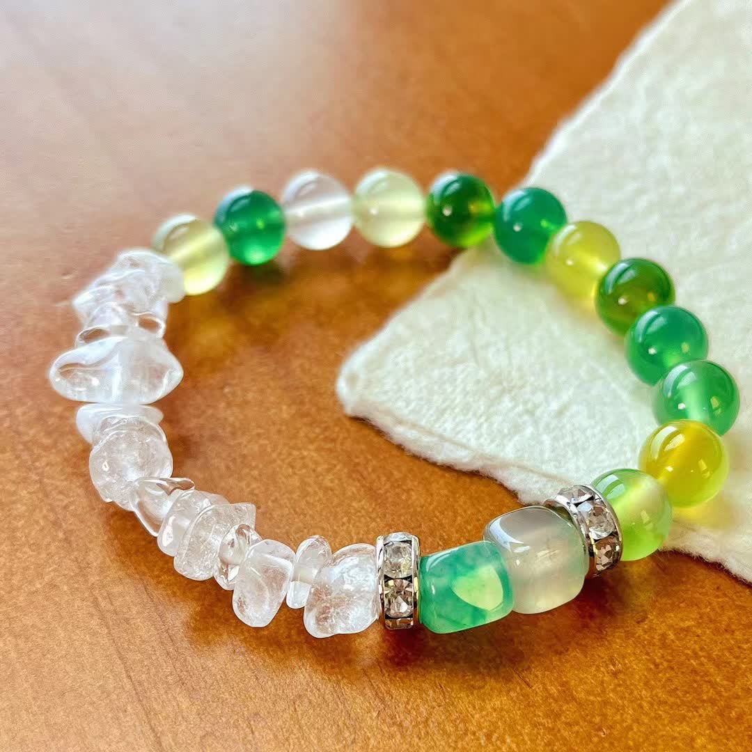 Bracelet Olivenorma en perles de péridot en cristal transparent naturel de 12 cm