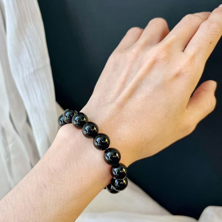 Bracelet magnétique en perles d'obsidienne naturelle Olivenorma