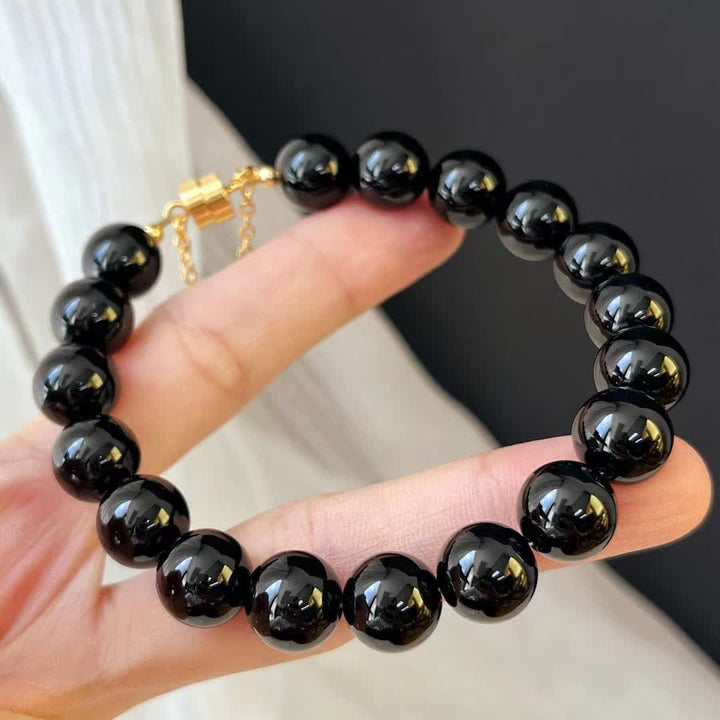 Bracelet magnétique en perles d'obsidienne naturelle Olivenorma
