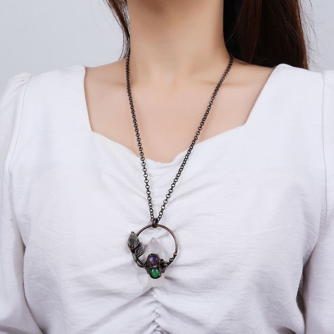 Collier avec pendentif en forme de balle en pierre naturelle Olivenorma