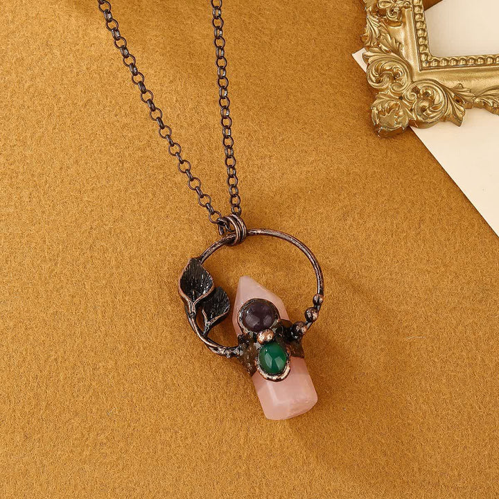 Collier avec pendentif en forme de balle en pierre naturelle Olivenorma
