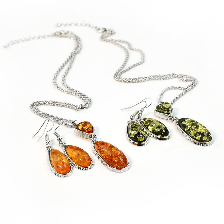 Ensemble de bijoux avec boucles d'oreilles et collier en ambre Olivenorma