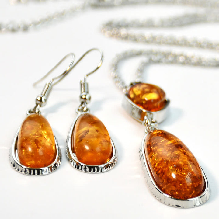 Ensemble de bijoux avec boucles d'oreilles et collier en ambre Olivenorma
