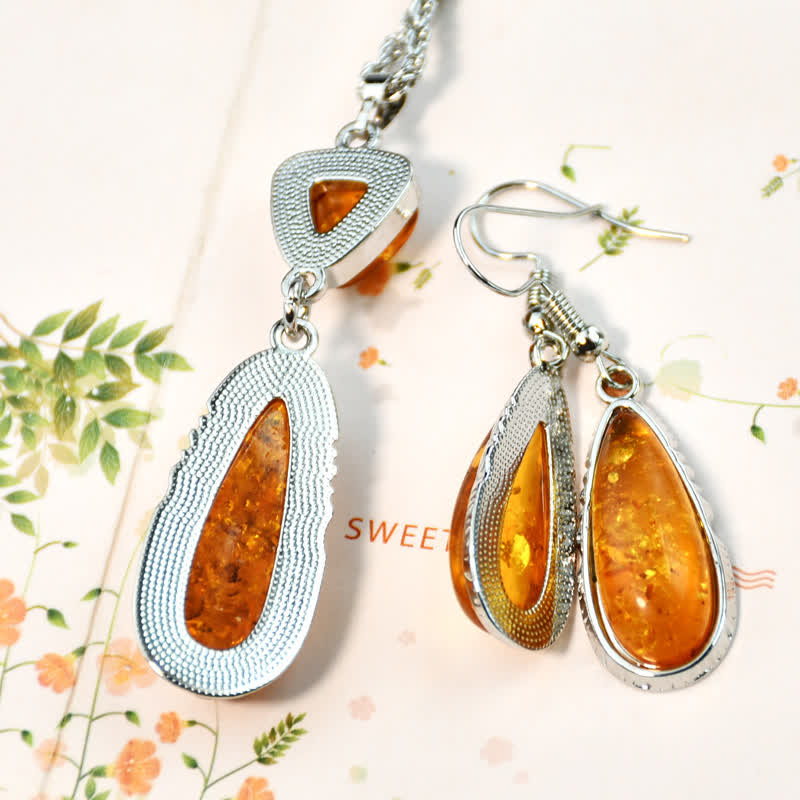 Ensemble de bijoux avec boucles d'oreilles et collier en ambre Olivenorma
