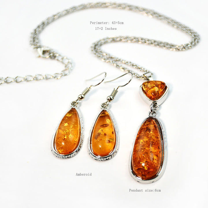 Ensemble de bijoux avec boucles d'oreilles et collier en ambre Olivenorma