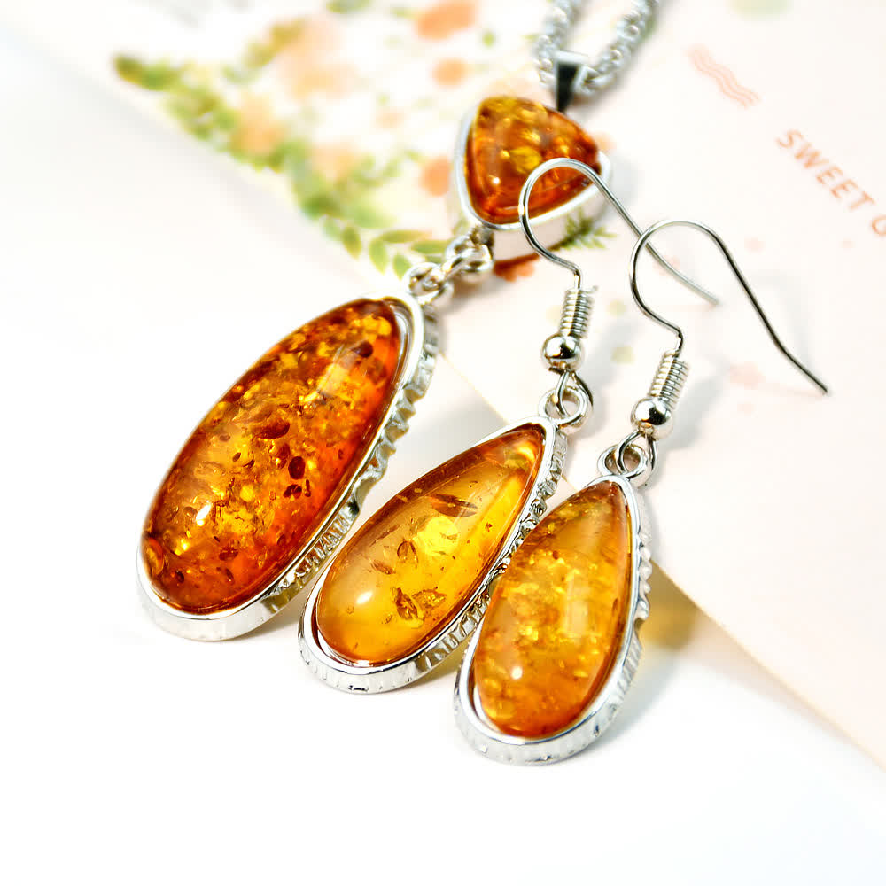 Ensemble de bijoux avec boucles d'oreilles et collier en ambre Olivenorma