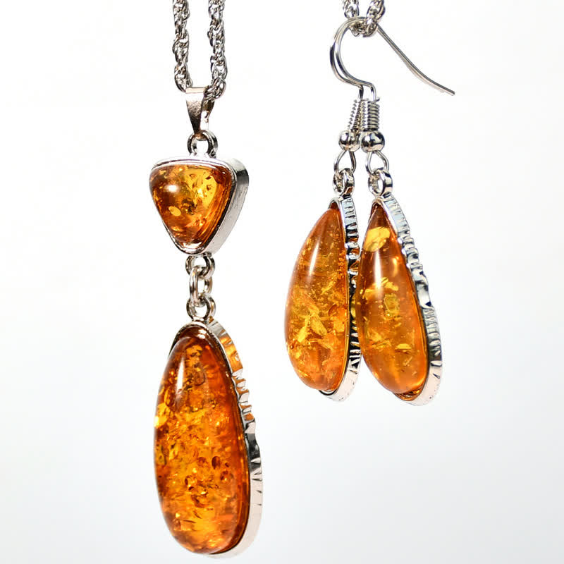 Ensemble de bijoux avec boucles d'oreilles et collier en ambre Olivenorma