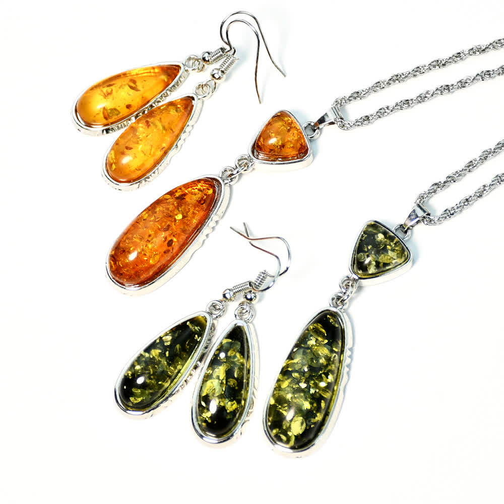 Ensemble de bijoux avec boucles d'oreilles et collier en ambre Olivenorma