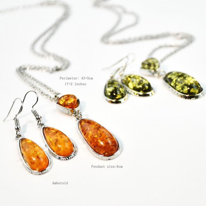 Ensemble de bijoux avec boucles d'oreilles et collier en ambre Olivenorma