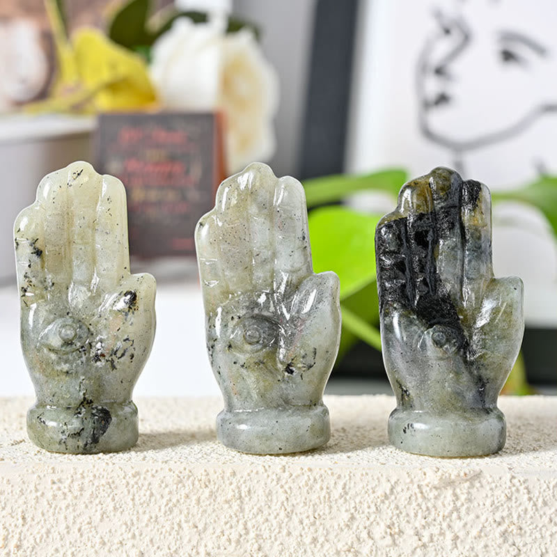 Décoration en pierres précieuses naturelles Olivenorma en forme de main de Bouddha