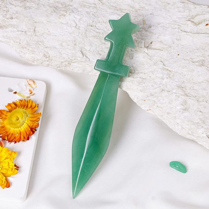 Dague gravée Olivenorma Décoration en pierres précieuses naturelles - Aventurine verte - image 0