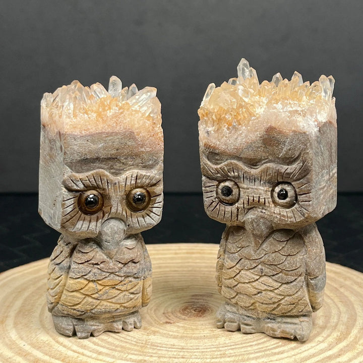 Ornement en cristal transparent en forme de hibou en forme de grappe de cristal Olivenorma