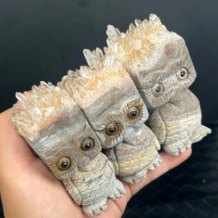 Ornement en cristal transparent en forme de hibou en forme de grappe de cristal Olivenorma
