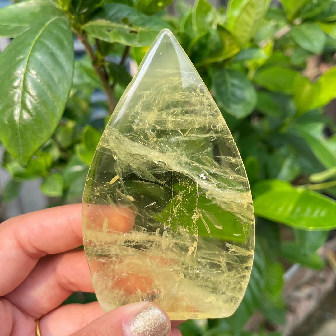 Ornement en forme de goutte d'eau en citrine polie Olivenorma Décoration en pierres précieuses