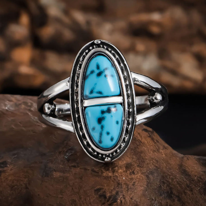 Bague de déclaration géométrique turquoise faite main Olivenorma Boho