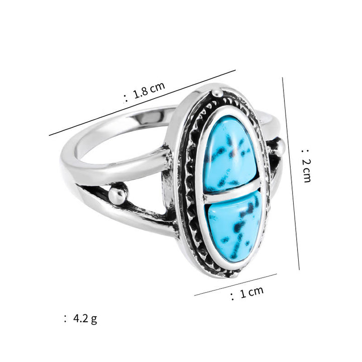 Bague de déclaration géométrique turquoise faite main Olivenorma Boho