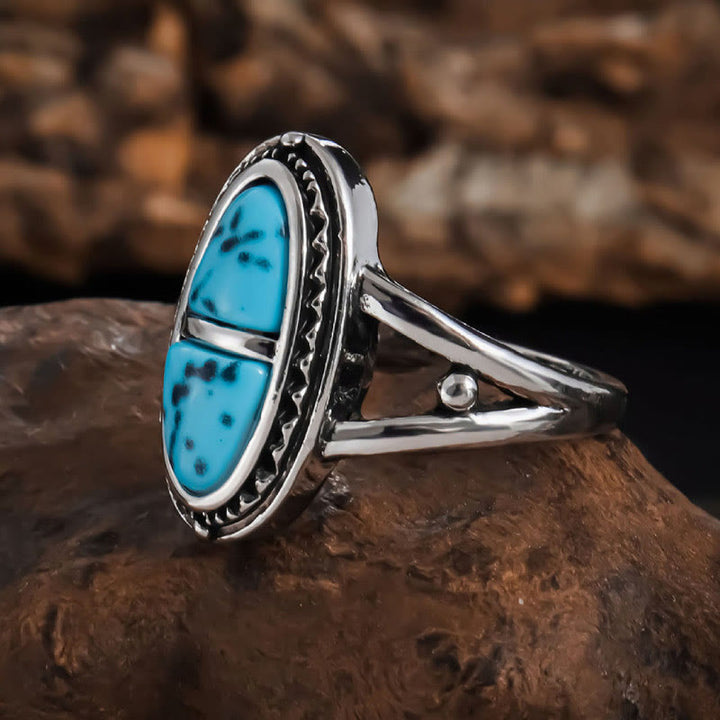 Bague de déclaration géométrique turquoise faite main Olivenorma Boho