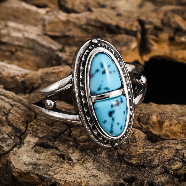 Bague de déclaration géométrique turquoise faite main Olivenorma Boho