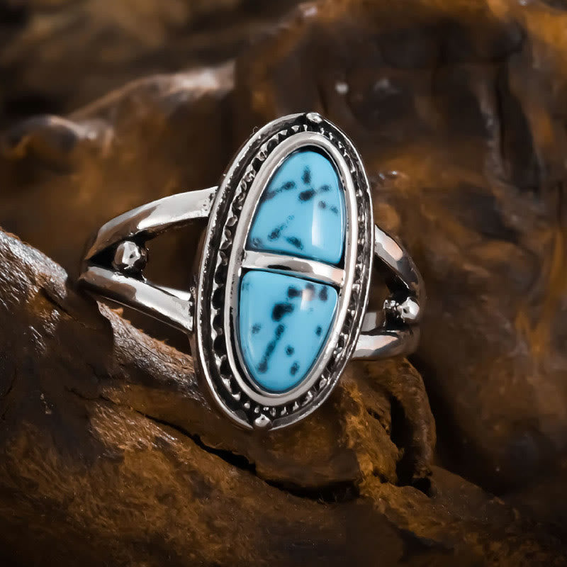 Bague de déclaration géométrique turquoise faite main Olivenorma Boho