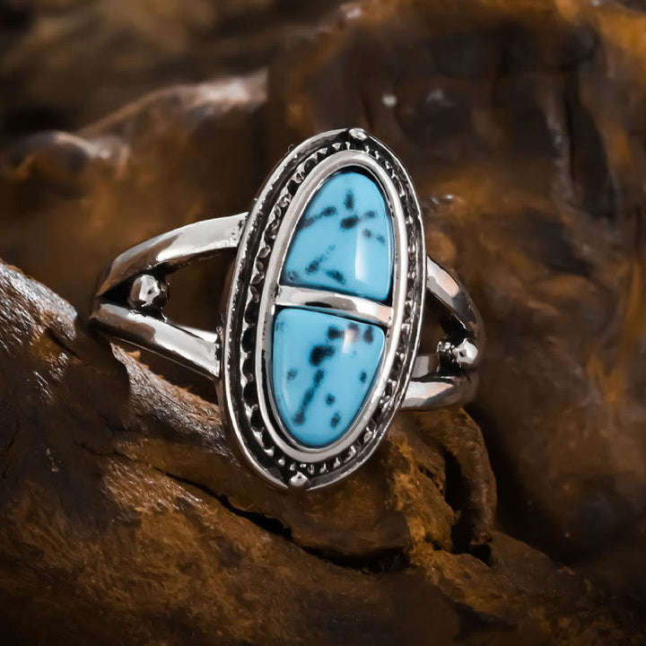 Bague de déclaration géométrique turquoise faite main Olivenorma Boho