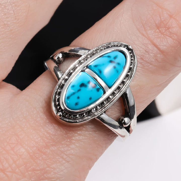 Bague de déclaration géométrique turquoise faite main Olivenorma Boho