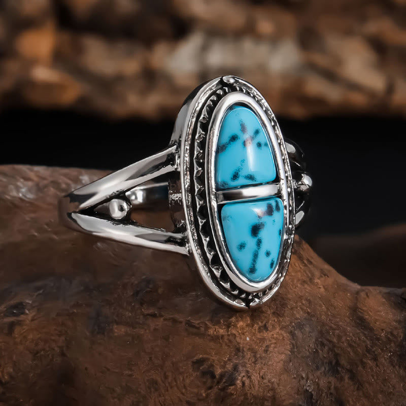Bague de déclaration géométrique turquoise faite main Olivenorma Boho