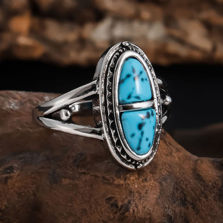 Bague de déclaration géométrique turquoise faite main Olivenorma Boho