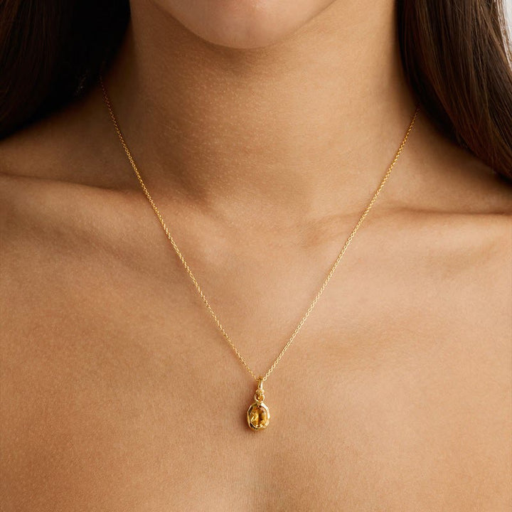 Collier avec pendentif en pierre de naissance Olivenorma et pierres précieuses en cristal naturel