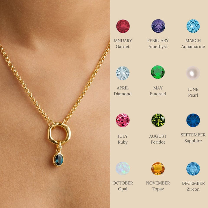 Collier avec pendentif en pierre de naissance Olivenorma et pierres précieuses en cristal naturel