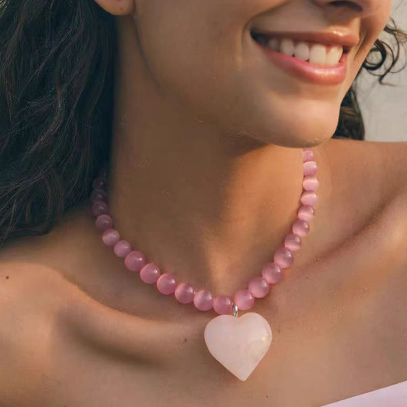 Collier ras du cou en perles avec pierre œil de chat Olivenorma Boho