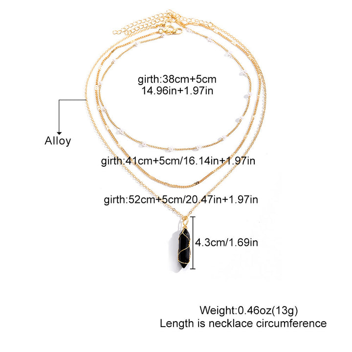 Collier à breloques empilées en pierres précieuses naturelles Olivenorma