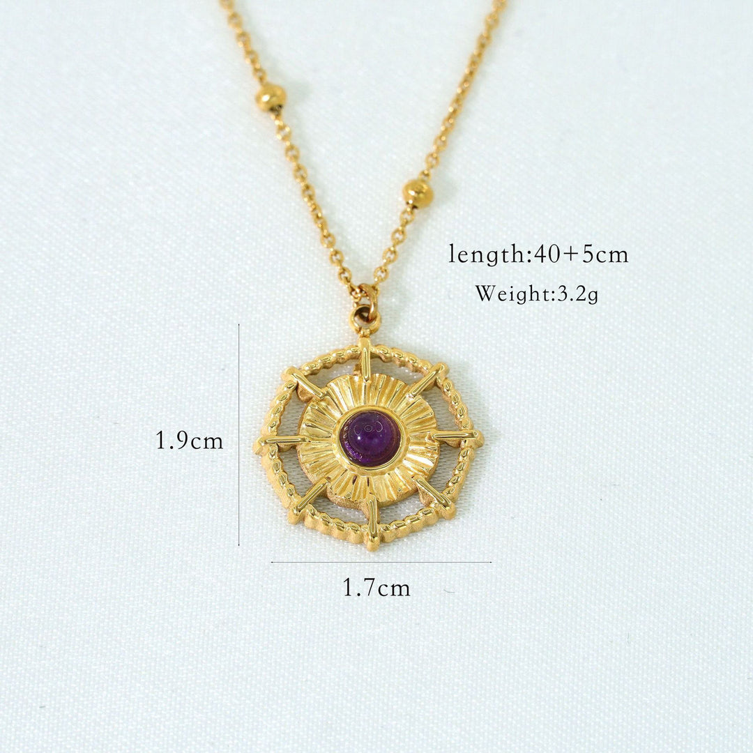 Collier plaqué or 14 carats avec améthyste naturelle Olivenorma