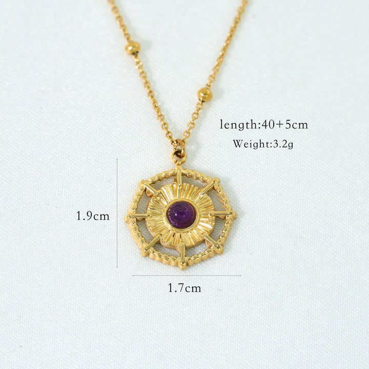 Collier plaqué or 14 carats avec améthyste naturelle Olivenorma