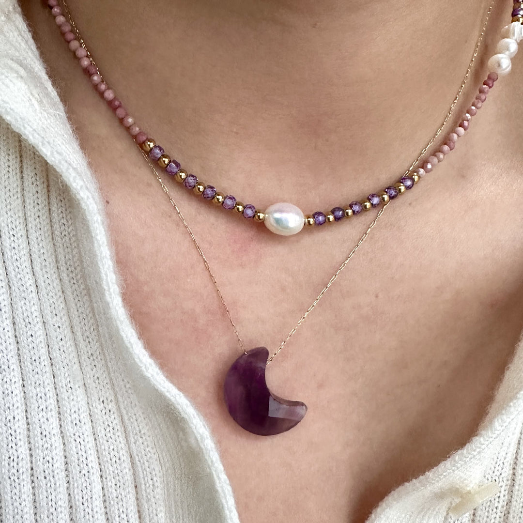 Collier plaqué or 14 carats avec améthyste naturelle Olivenorma