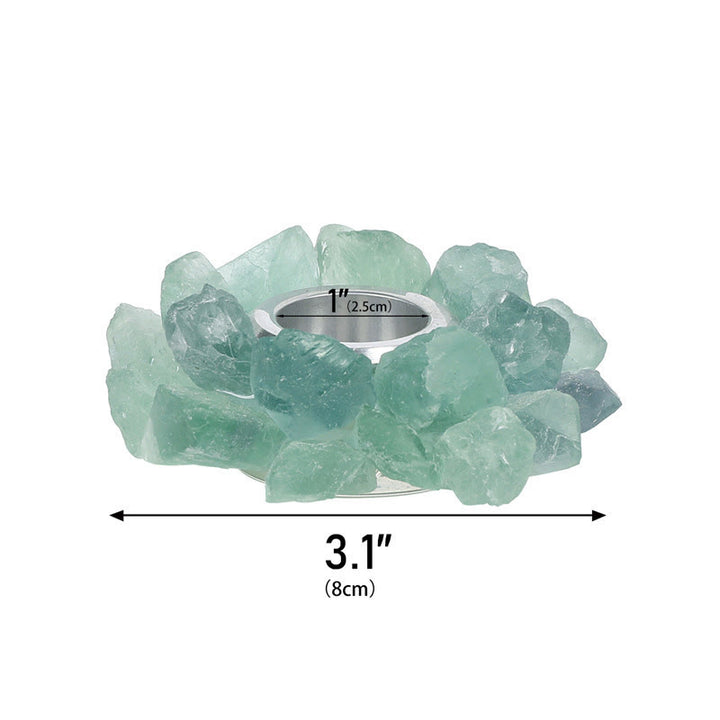Bougeoir décoratif de guérison en fluorite verte naturelle Olivenorma