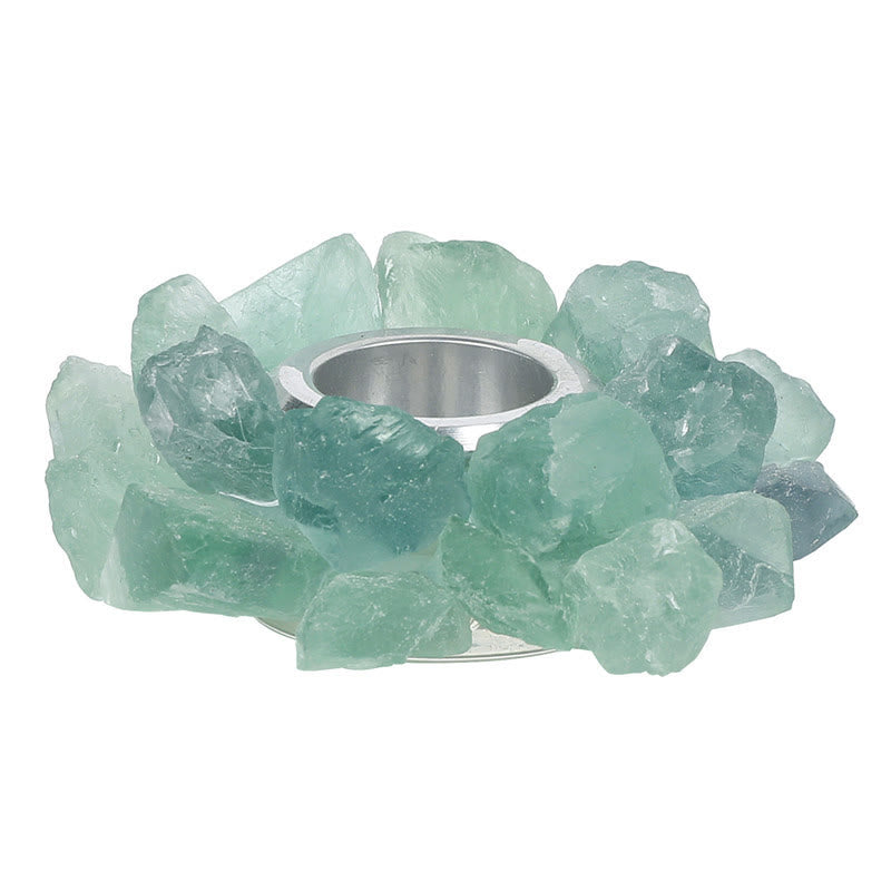 Bougeoir décoratif de guérison en fluorite verte naturelle Olivenorma