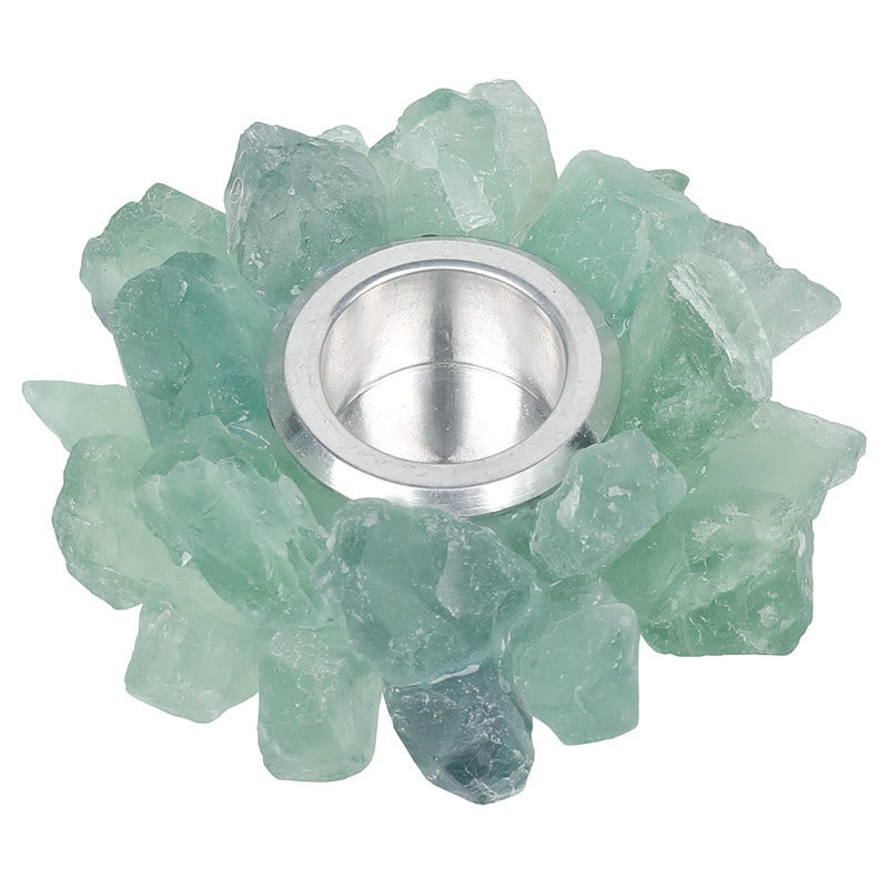 Bougeoir décoratif de guérison en fluorite verte naturelle Olivenorma