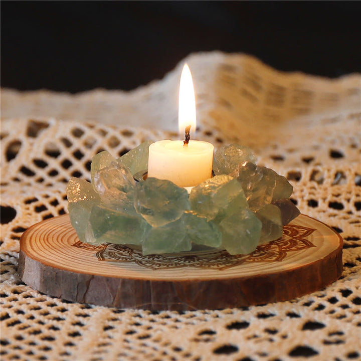 Bougeoir décoratif de guérison en fluorite verte naturelle Olivenorma