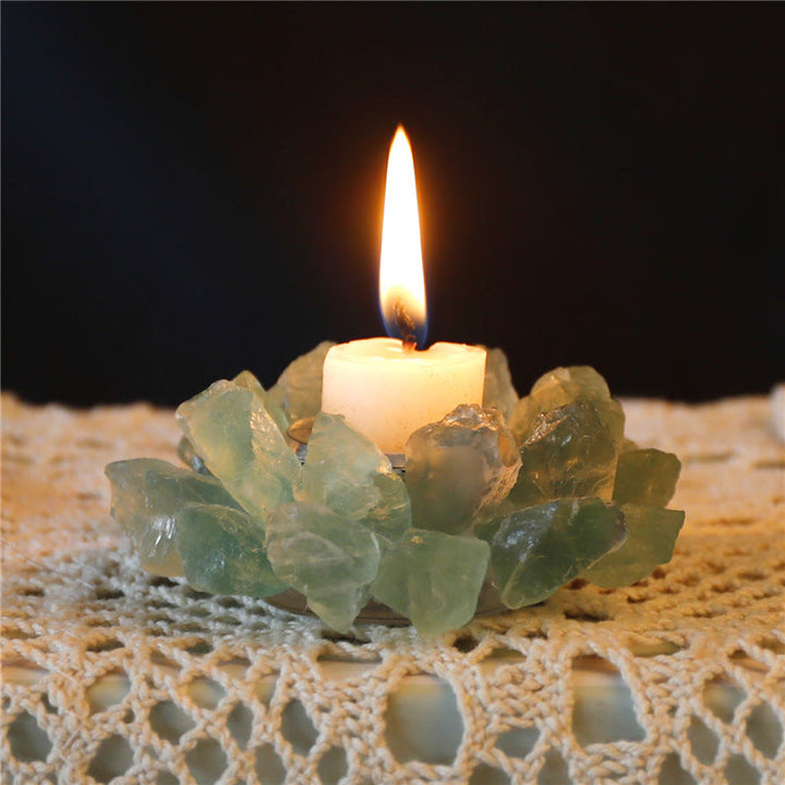 Bougeoir décoratif de guérison en fluorite verte naturelle Olivenorma