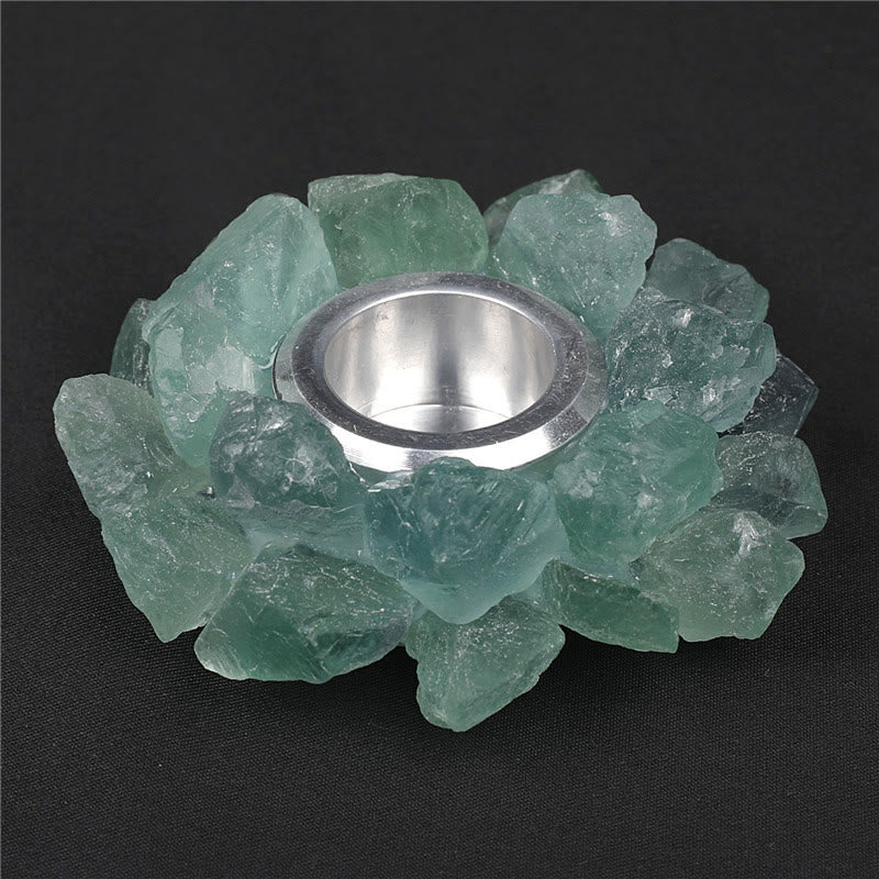 Bougeoir décoratif de guérison en fluorite verte naturelle Olivenorma