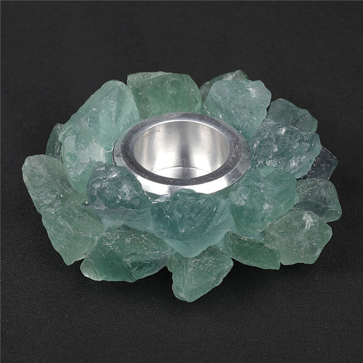 Bougeoir décoratif de guérison en fluorite verte naturelle Olivenorma