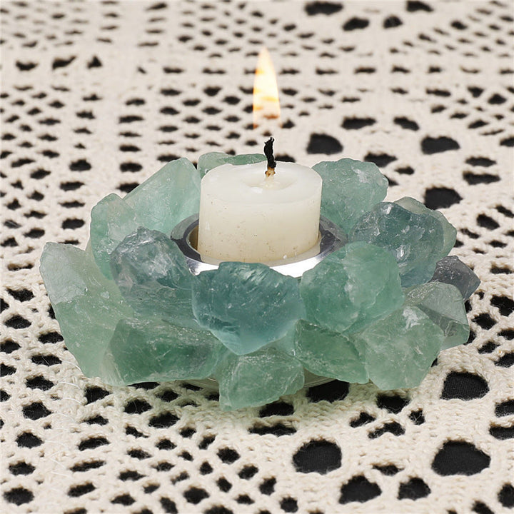Bougeoir décoratif de guérison en fluorite verte naturelle Olivenorma