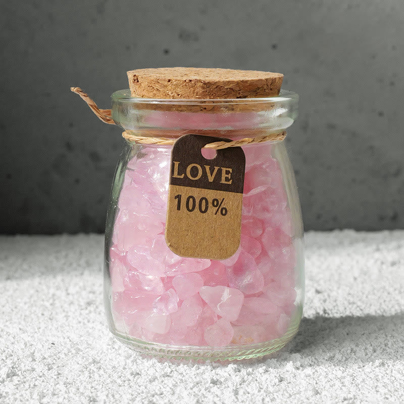 Bouteille à souhaits en cristal de gravier et pierres précieuses naturelles Olivenorma