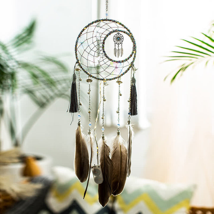 Pendentif attrape-rêves en forme de cloche et de papillon en plumes d'Olivenorma