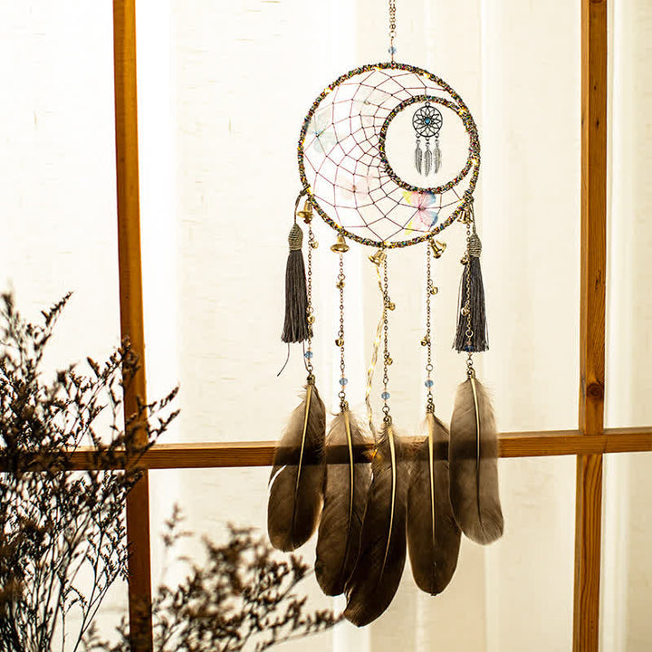 Pendentif attrape-rêves en forme de cloche et de papillon en plumes d'Olivenorma