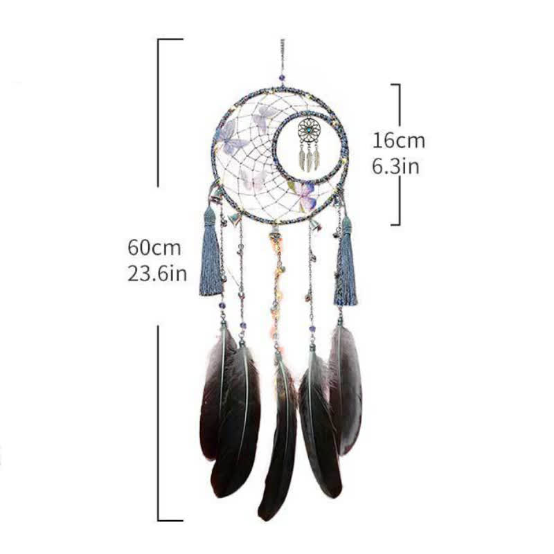 Pendentif attrape-rêves en forme de cloche et de papillon en plumes d'Olivenorma