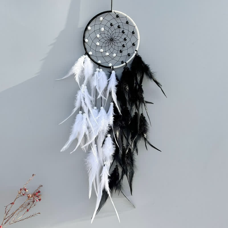 Attrape-rêves fait main Olivenorma bicolore avec plumes