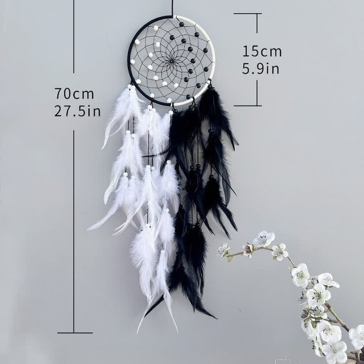 Attrape-rêves fait main Olivenorma bicolore avec plumes